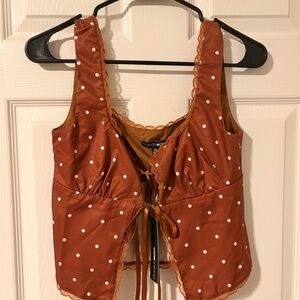 Fashion Nova Rust Polka Dot Blouse